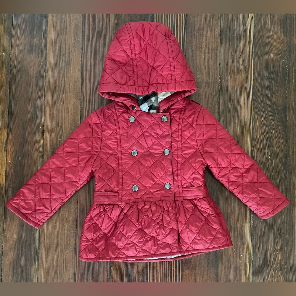Burberry red quilted peplum jacket 18M